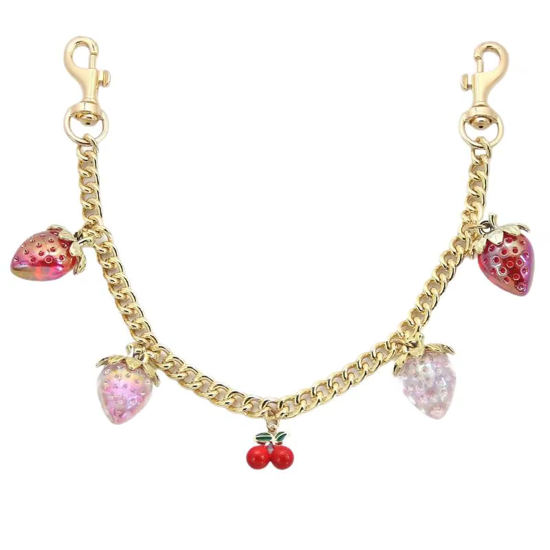 Chaîne DIY pour sac à main avec pendentif fraise-cerise