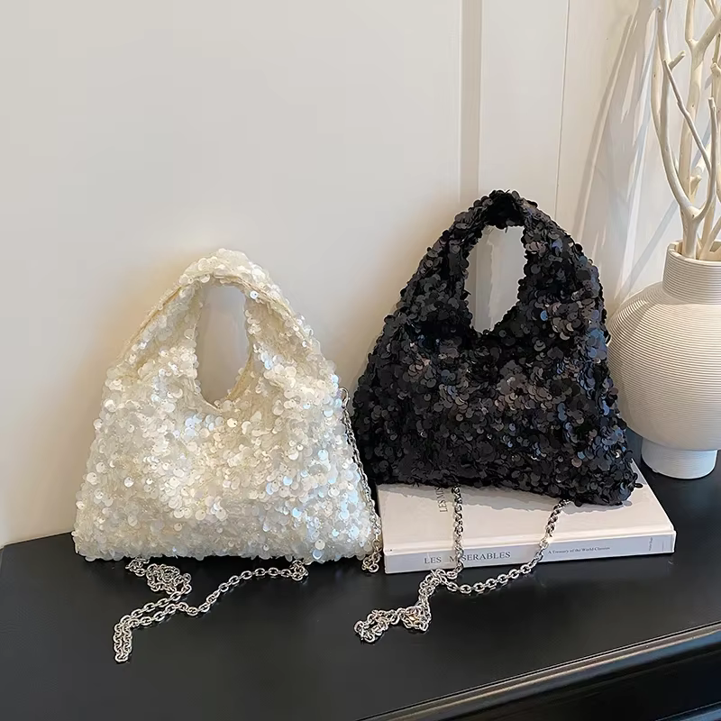 Sac à bandoulière carré à paillettes brillantes pour femmes