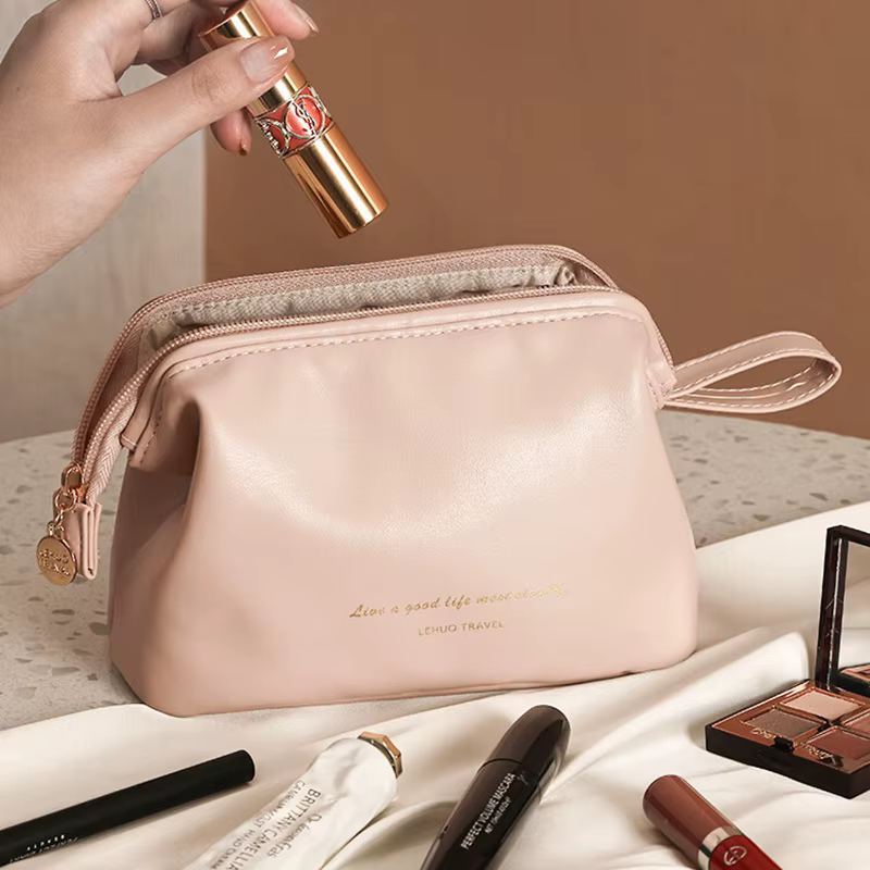 Pochette à maquillage élégante en cuir PU
