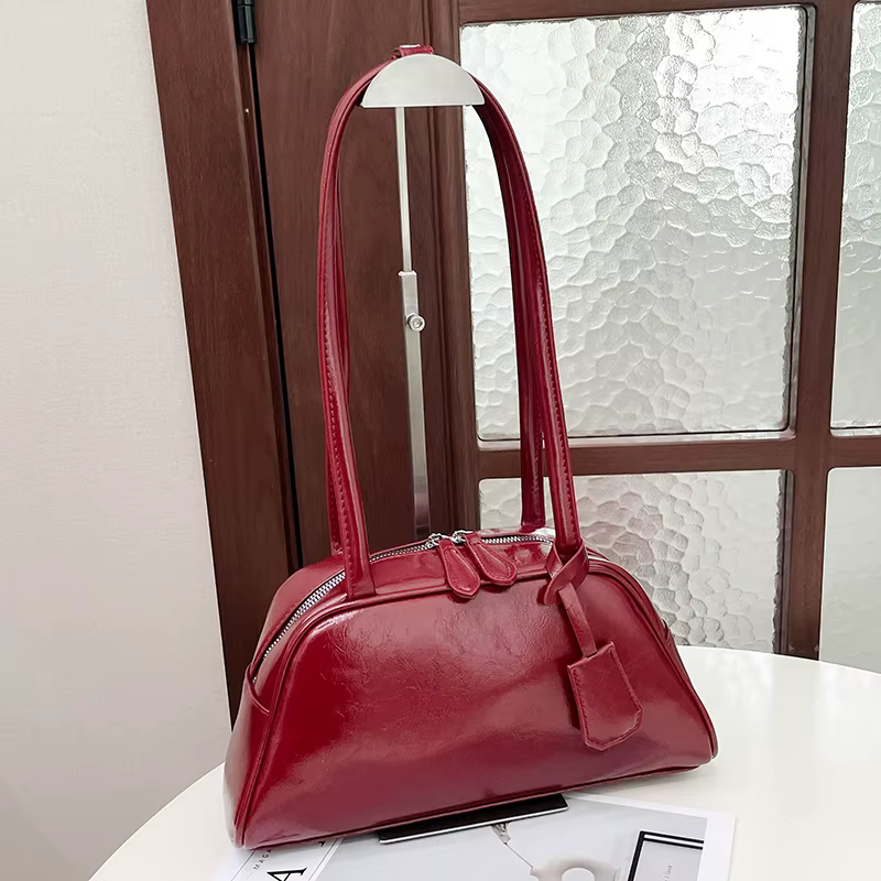 Sac à bandoulière en cuir Pu rouge pour femmes