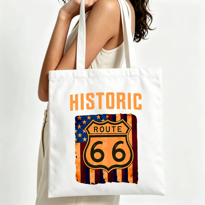 Sac fourre-tout en toile avec motif de panneau routier vintage