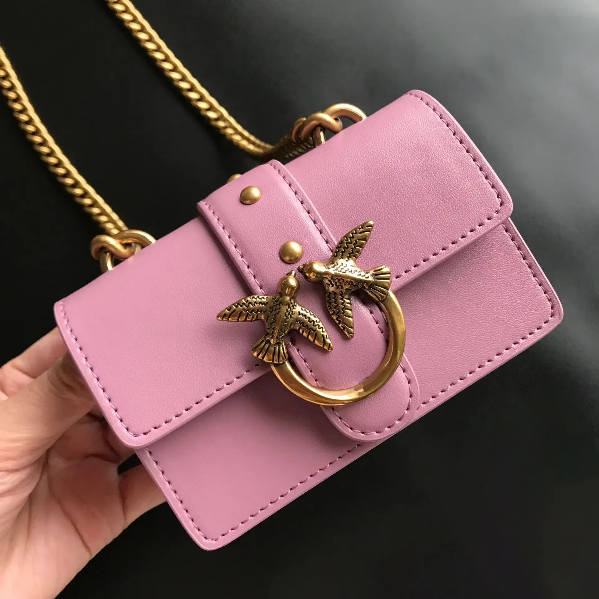 Nouveau sac à main classique ultra-mini en cuir véritable de style pinko