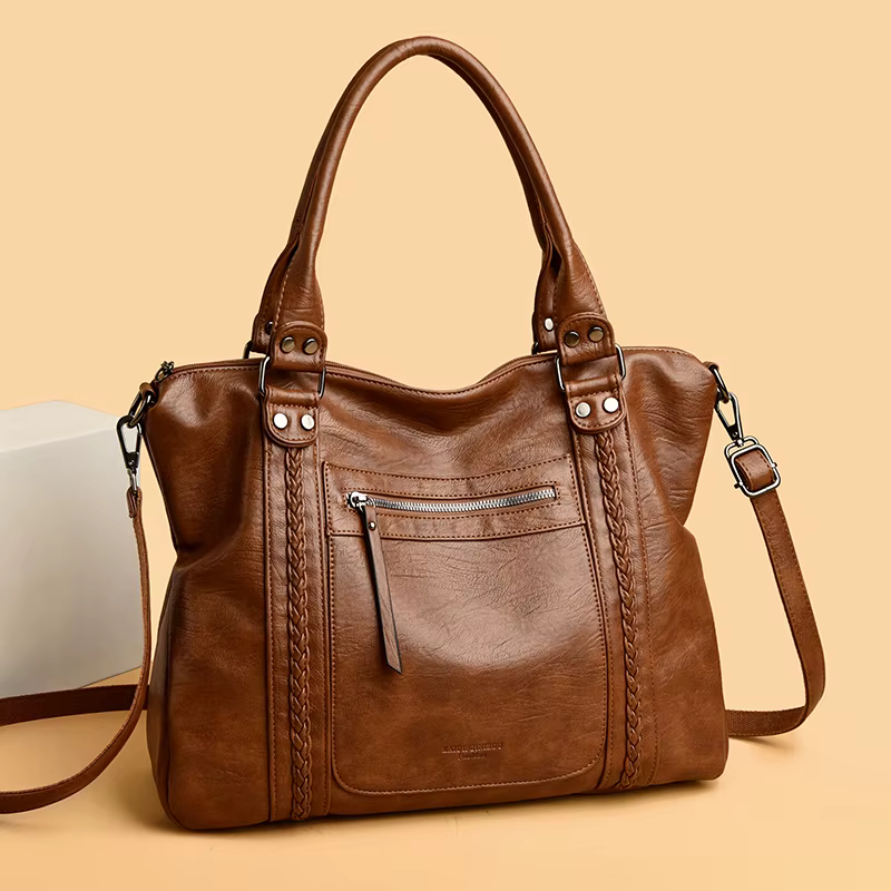Style d'hiver Sac à main grande capacité sacs à bandoulière grand fourre-tout décontracté Sac à main dames A4 sacs à bandoulière en cuir souple Sac d'affaires