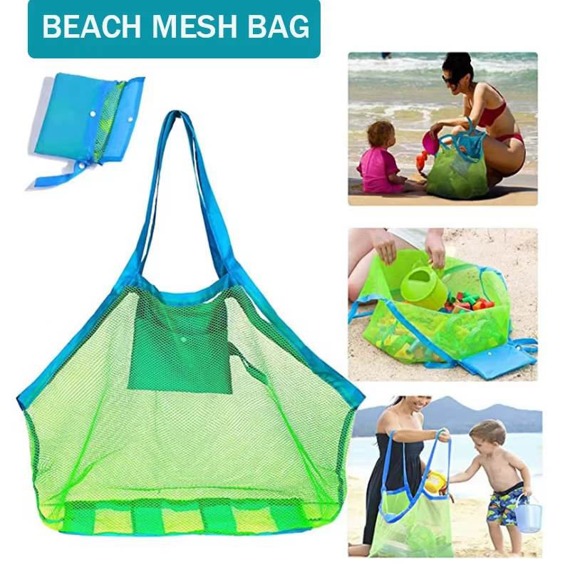 Grand sac de plage multicolore en maille
