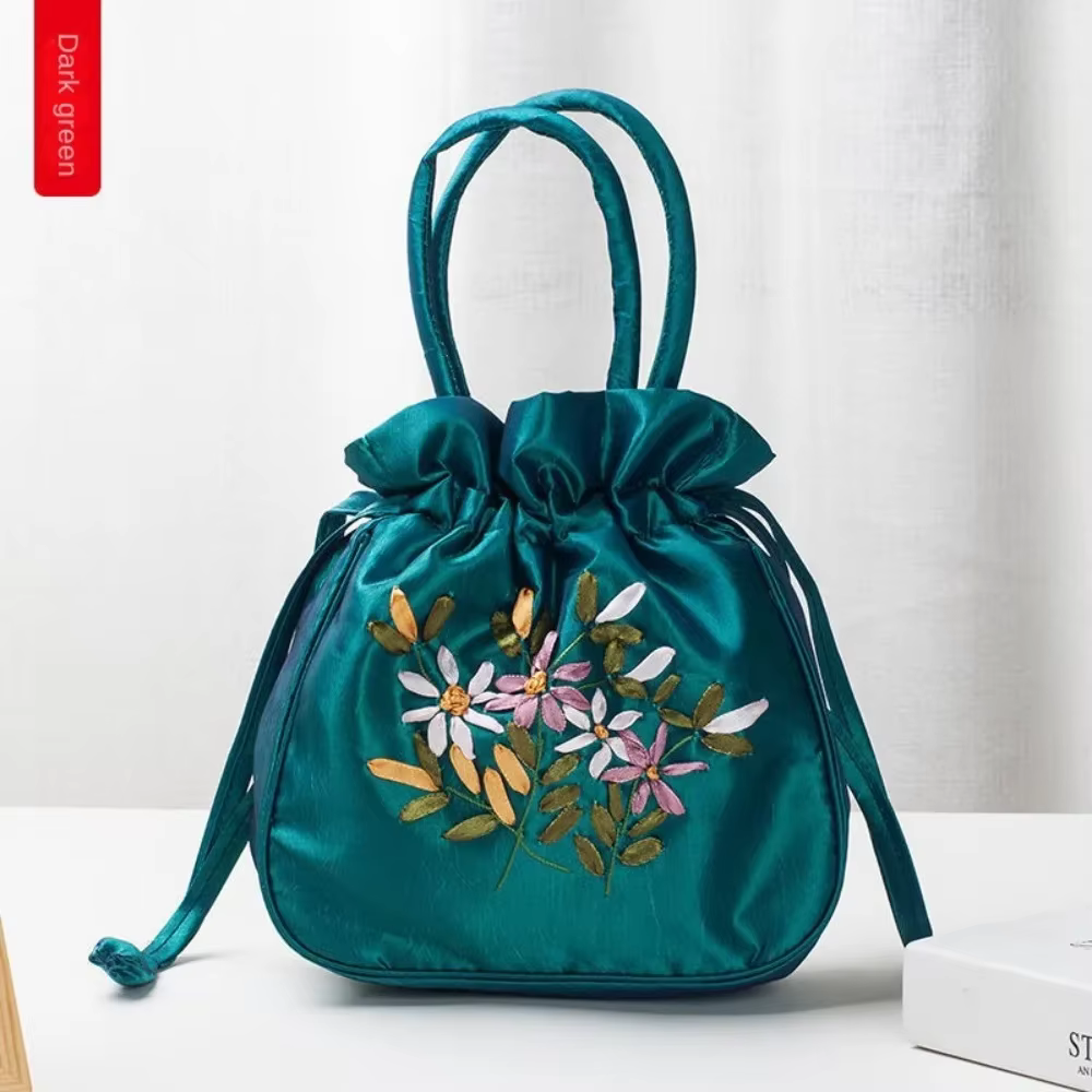 Mini sac à main à motif de fleurs brodées pour femmes