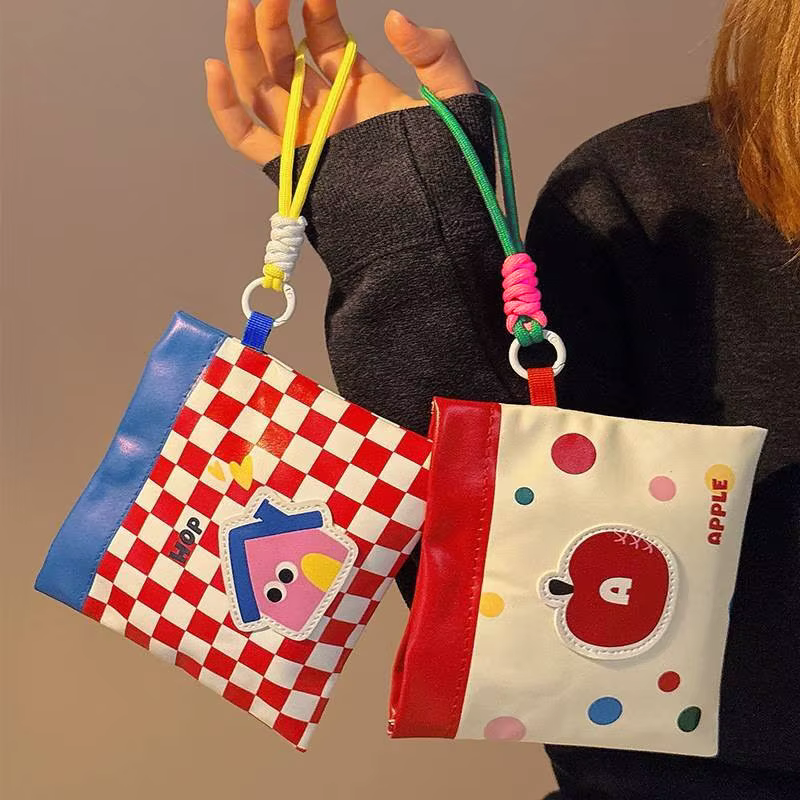 Pochette de maquillage Dopamine PU avec sangle tressée, pour ranger les tampons, le rouge à lèvres, les pièces de monnaie et les écouteurs, mignonne et portable pour les étudiants et les trajets quoti