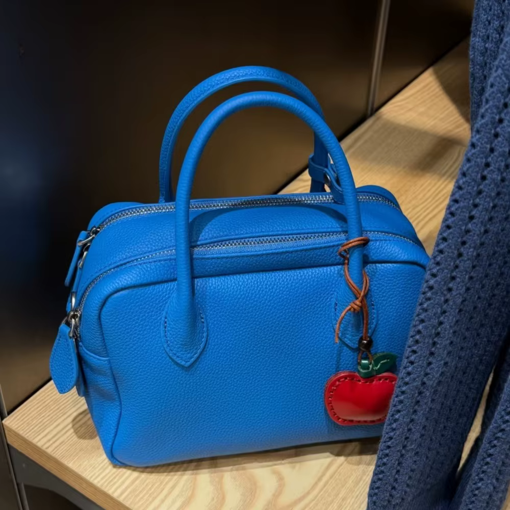Sac bowling jaune grain litchi été 2026 – Sac à main élégant et polyvalent pour femme