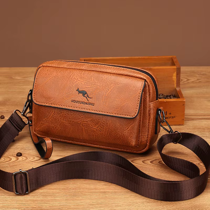 Pochette en cuir PU pour hommes, portefeuille Long, Mini sac à main à bandoulière carré, porte-carte croisé, pochette nécessaire pour téléphone, sac à main