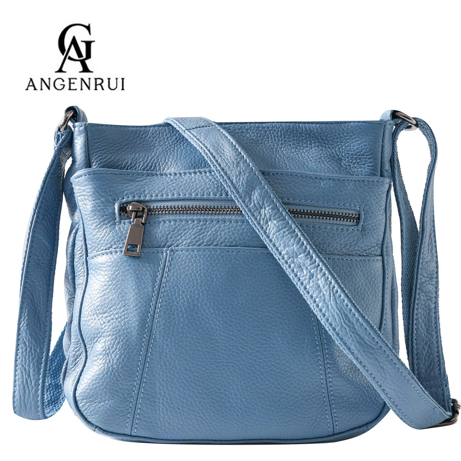 ANGENGRUI nouveau sac pour femme en cuir véritable décontracté une épaule sac à bandoulière multi poche sac de messager
