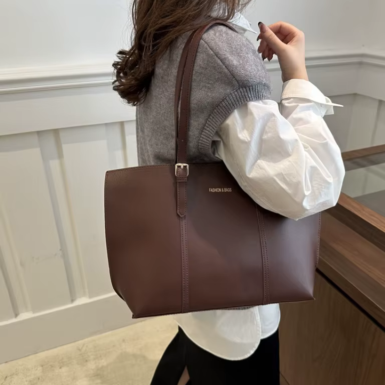 Ensemble de sacs fourre-tout vintage en similicuir avec pochette zippée