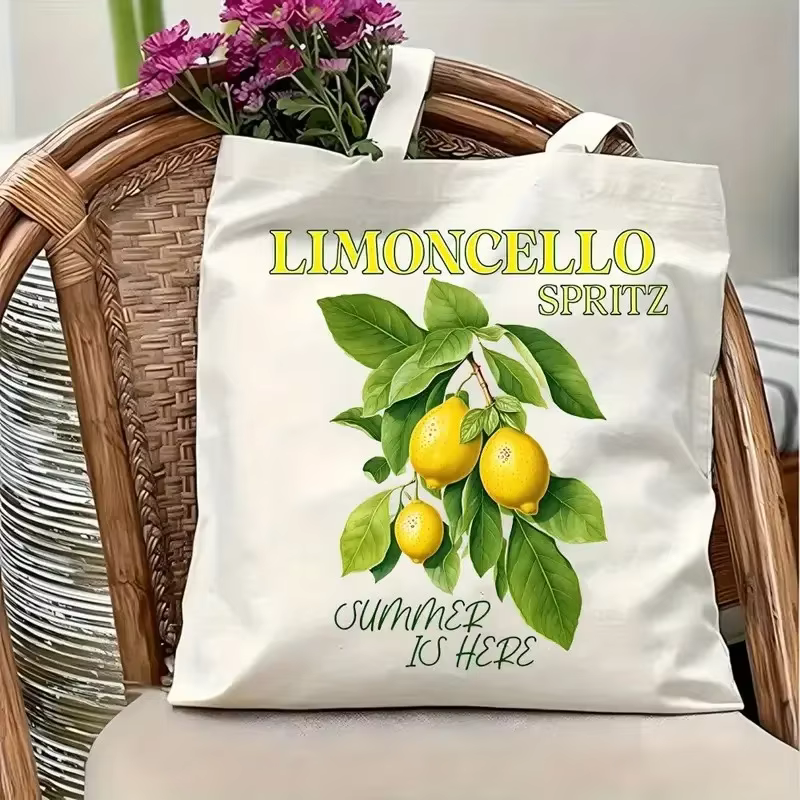 Sac fourre-tout en toile La Dolce Vita au citron