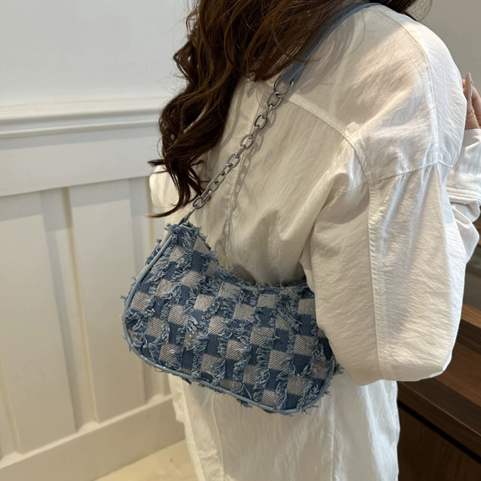 Sac décontracté en Denim délavé rétro pour femmes
