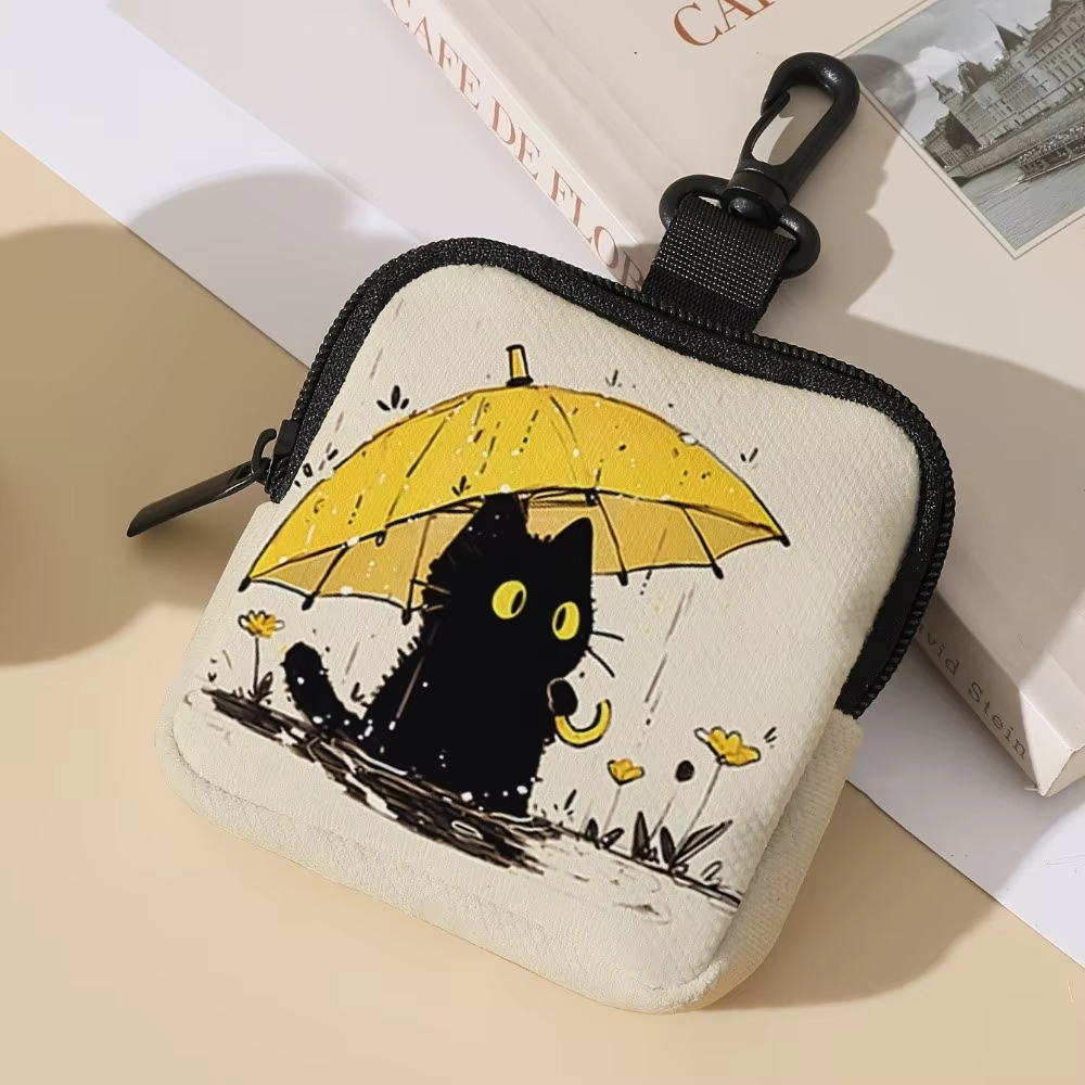 Nouveau Mini porte-monnaie chat imprimé léger écouteur sac Portable en cuir artificiel fermeture éclair sac de rangement amis cadeau
