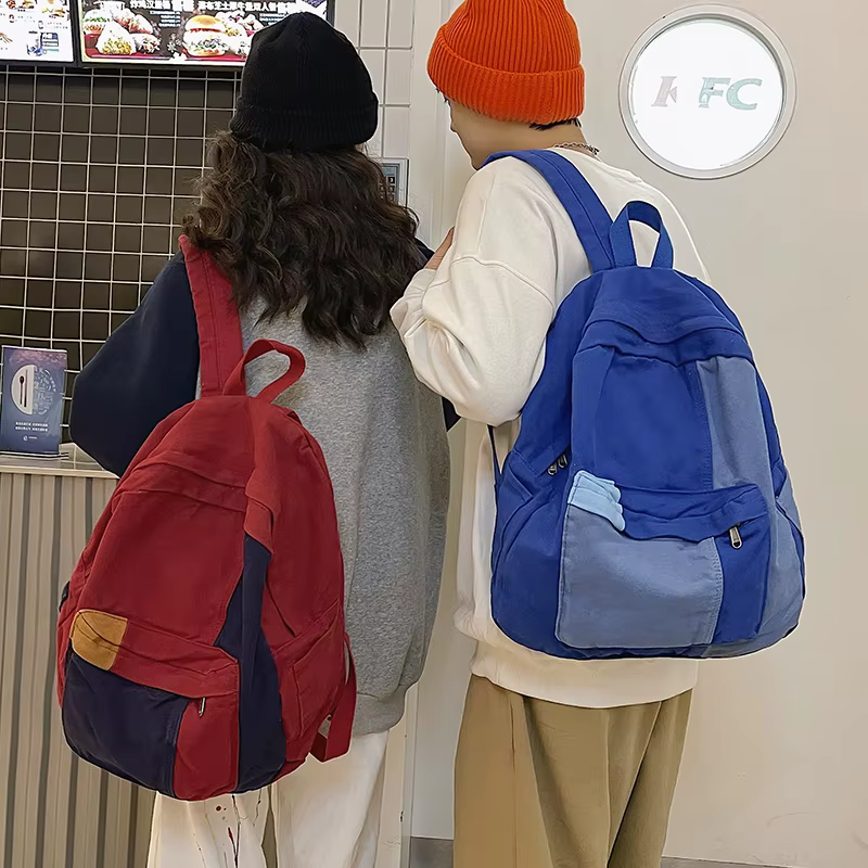 Sac à dos en toile à panneaux pour femmes