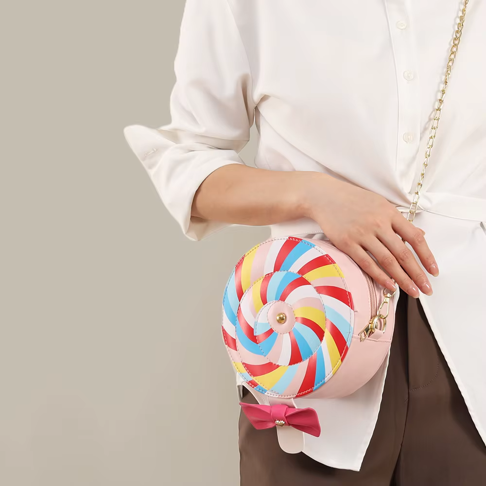 Sac à bandoulière sucette couleur arc-en-ciel pour femmes