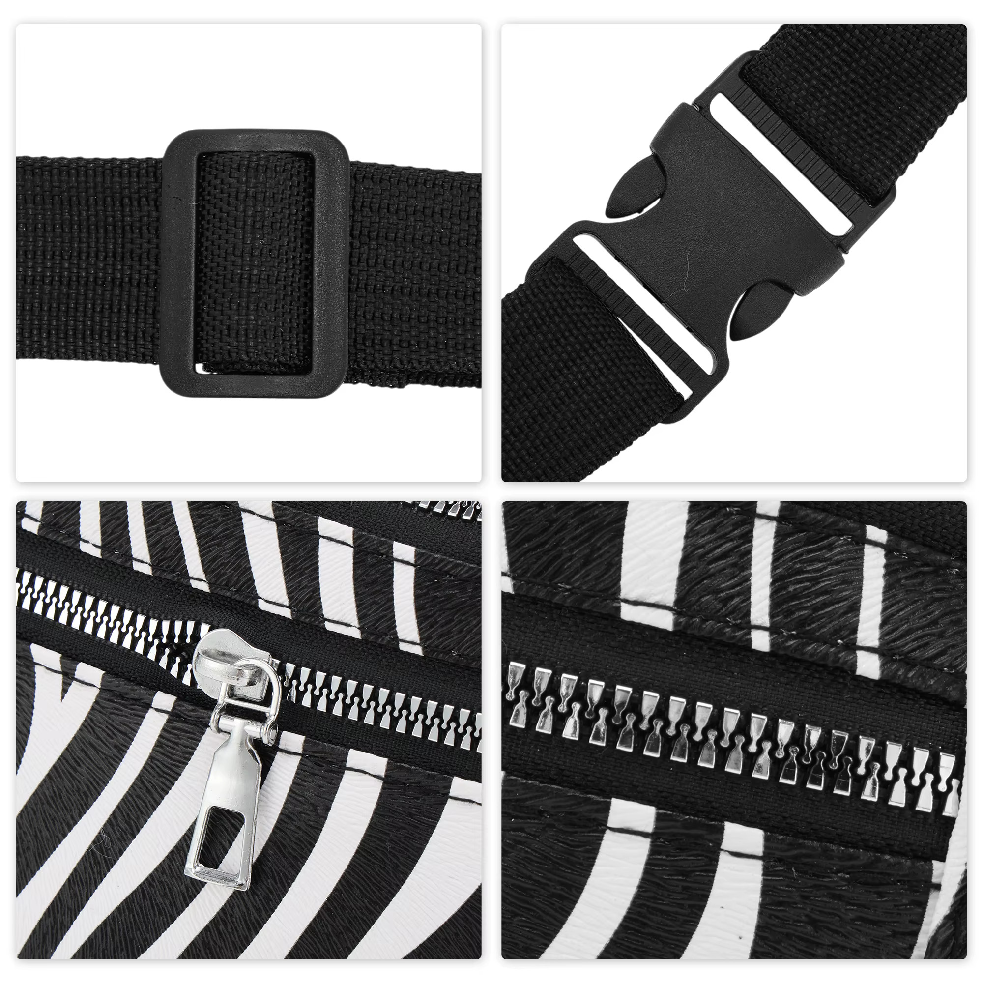 X Autohaux Zèbre Motif Fanny Pack Noir Blanc 1 Pc