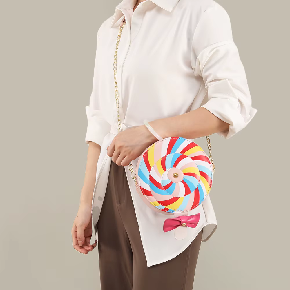 Sac à bandoulière sucette couleur arc-en-ciel pour femmes