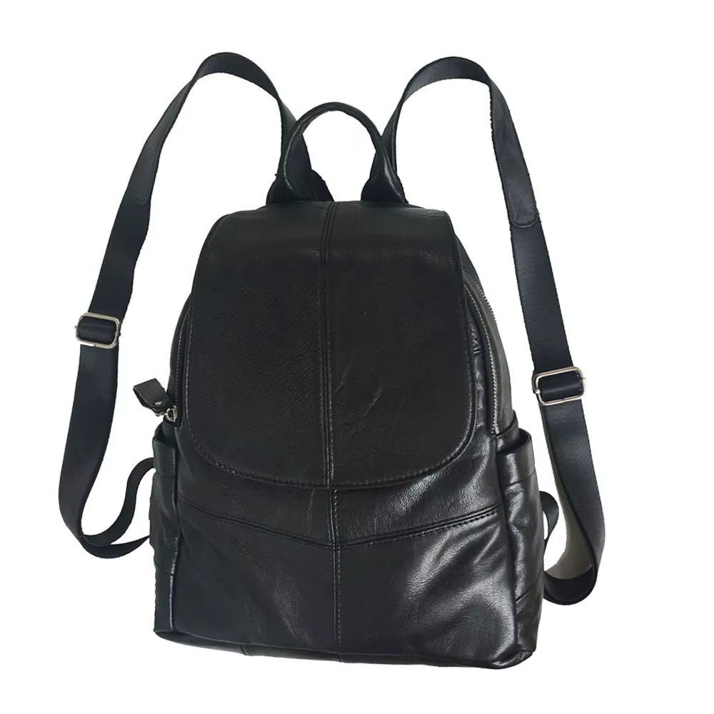 Sac à dos en cuir véritable antivol pour femme