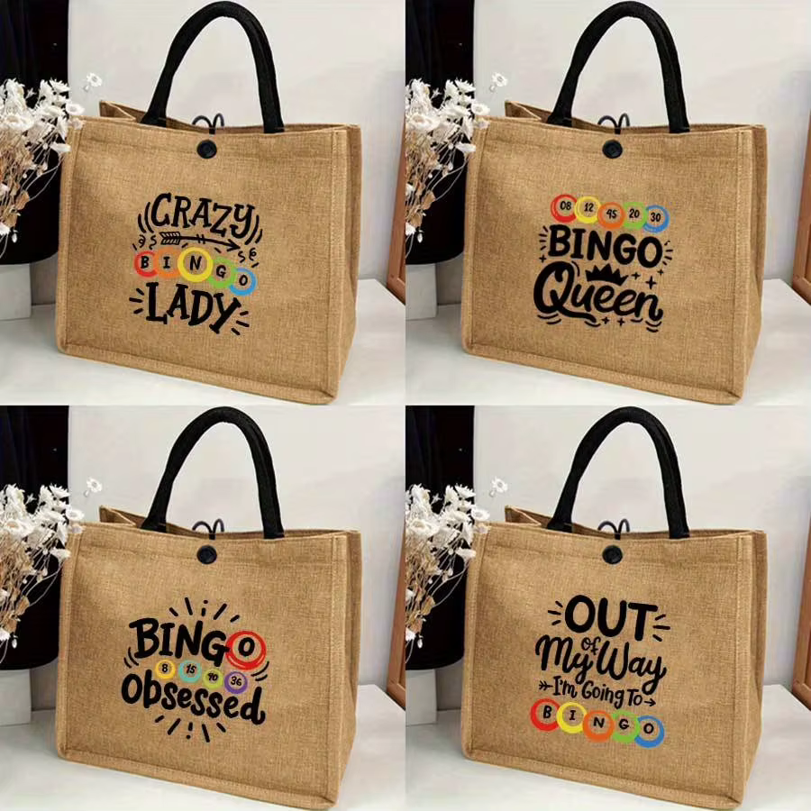 Sac fourre-tout pour femme avec motifs de cartes de bingo - Sac à main coloré adapté au trajet domicile-travail