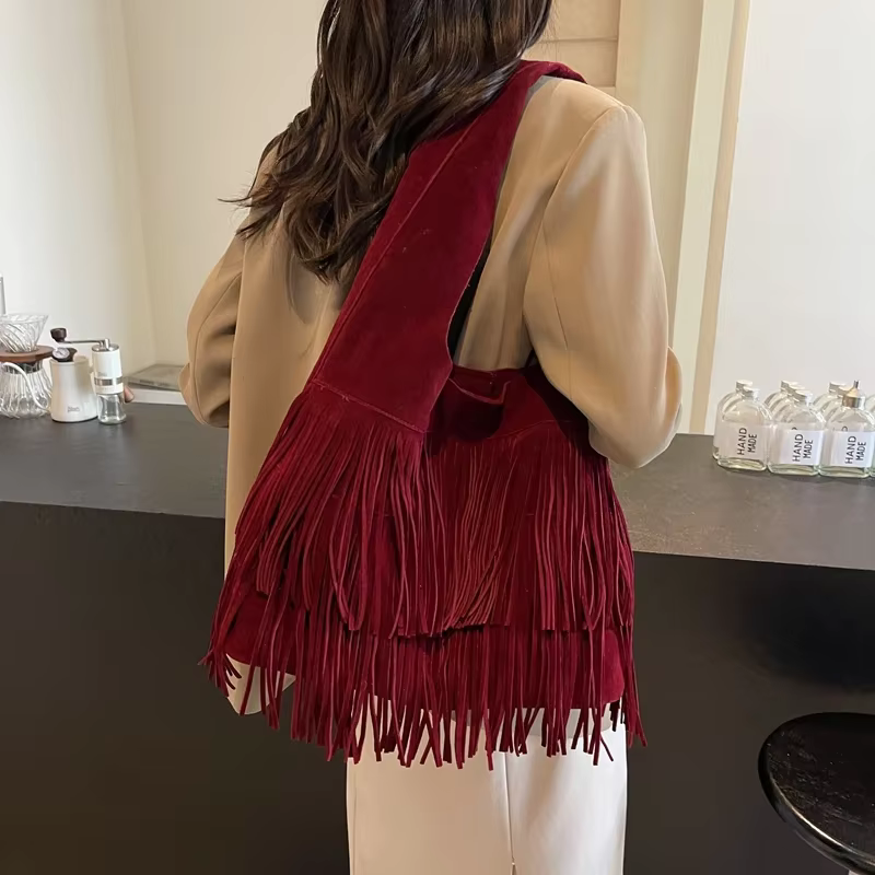 Sac à bandoulière en faux daim pour femme
