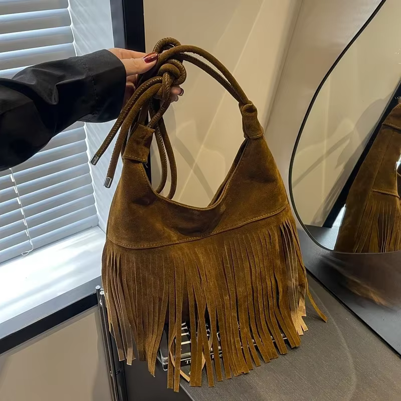 Sacs fourre-tout à compartiment intérieur frangé pour femmes