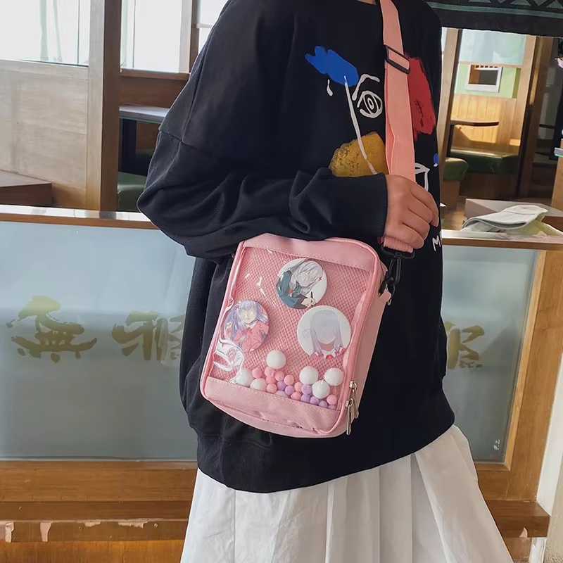 Kawaii Mini sacs à bandoulière pour femmes mignon PVC Transparent petit clair rose Ita sac noir blanc
