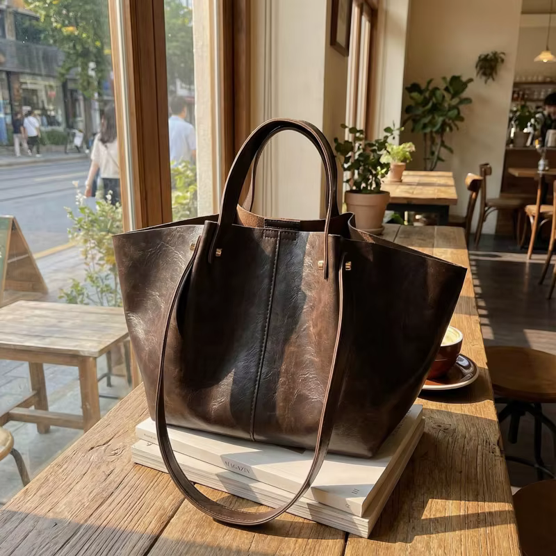 Sac fourre-tout en cuir souple pour femme