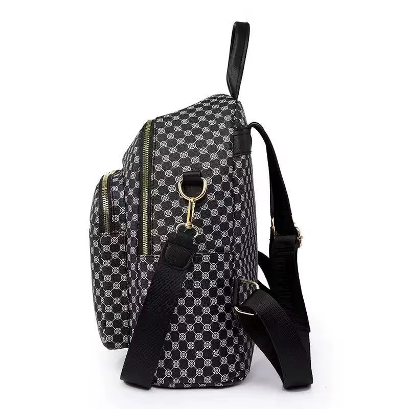 Sac à dos en PU à motif quadrillé pour usage quotidien