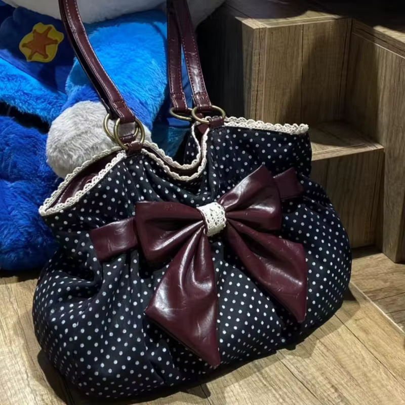 Sac fourre-tout à motif de pois pour femmes