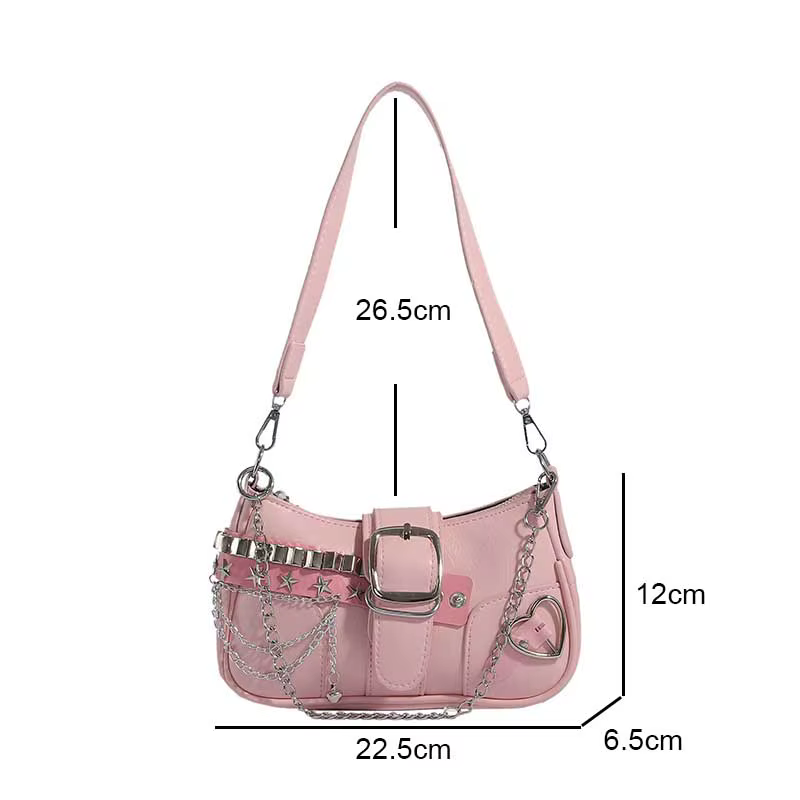 Sac à bandoulière léger en cuir PU avec sangle en chaîne