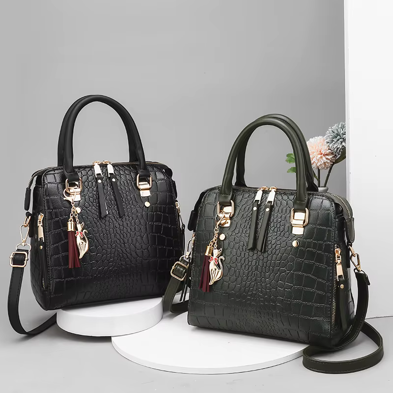 Luxueux sac à main fourre-tout en relief crocodile – Sac