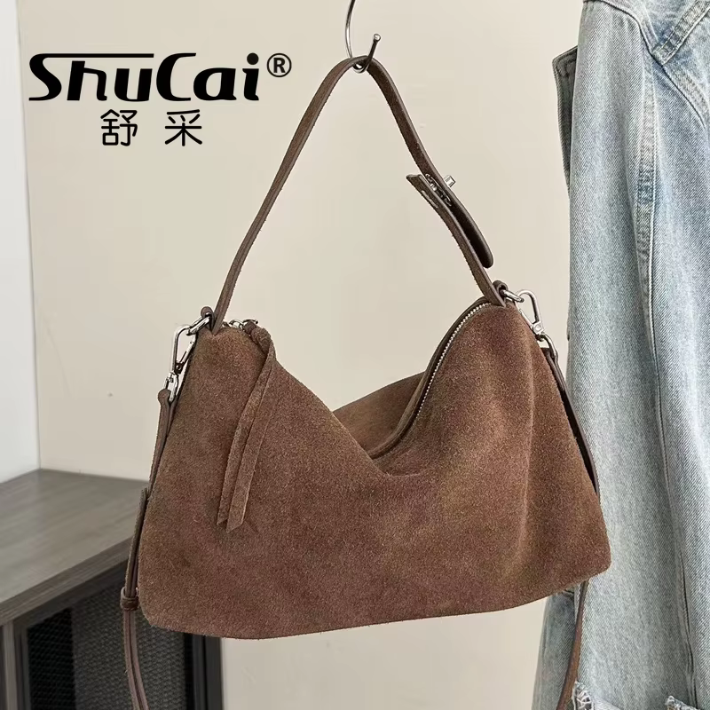 Véritable qualité automne hiver grand Boston luxe concepteur fourre-tout doux mat daim cuir femmes sac à main femme épaule sac à bandoulière