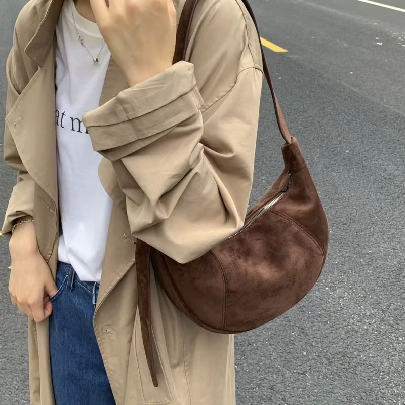 LEFTSIDE rétro Faux daim léopard sac de selle 2025 sac à bandoulière tendance mode sacs