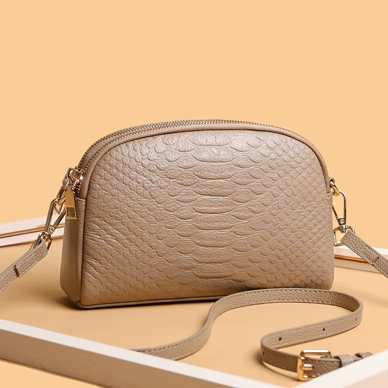 Sac à bandoulière en cuir véritable motif Crocodile pour femmes