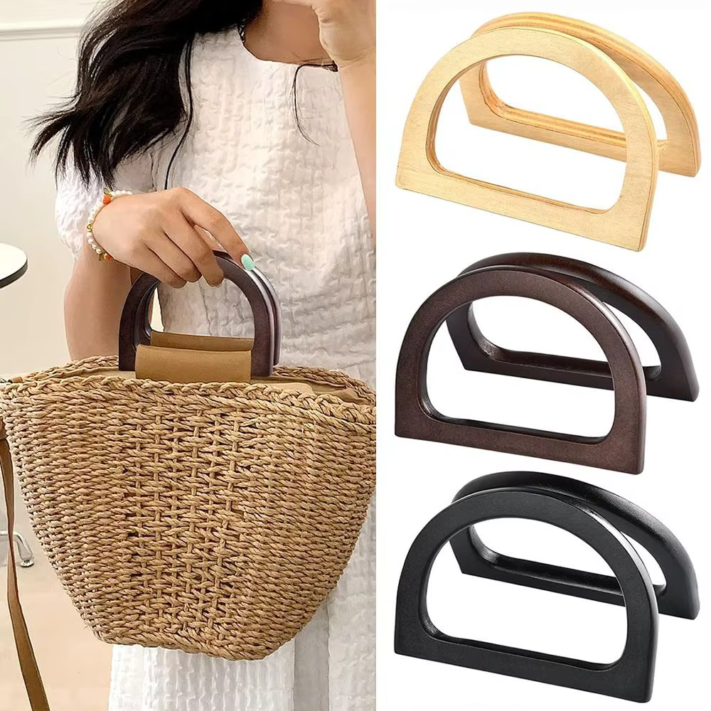 Nouvelles poignées de sac en bois en forme de D pour sacs DIY
