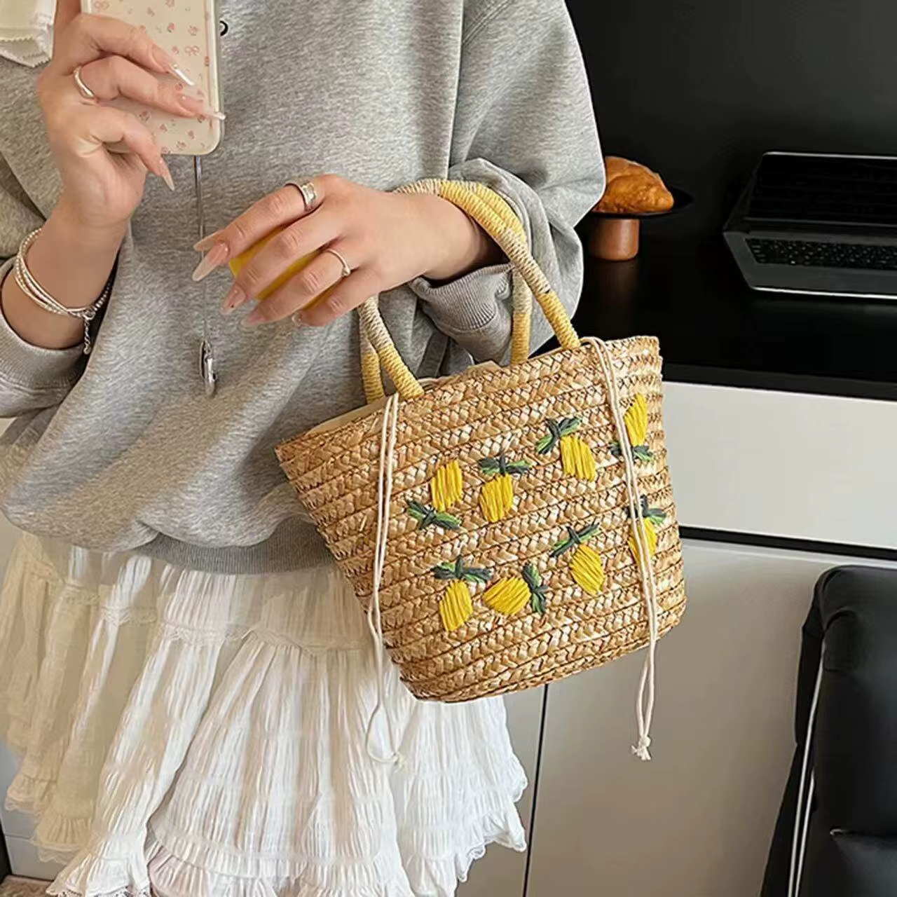 Sac en paille artisanal grande capacité