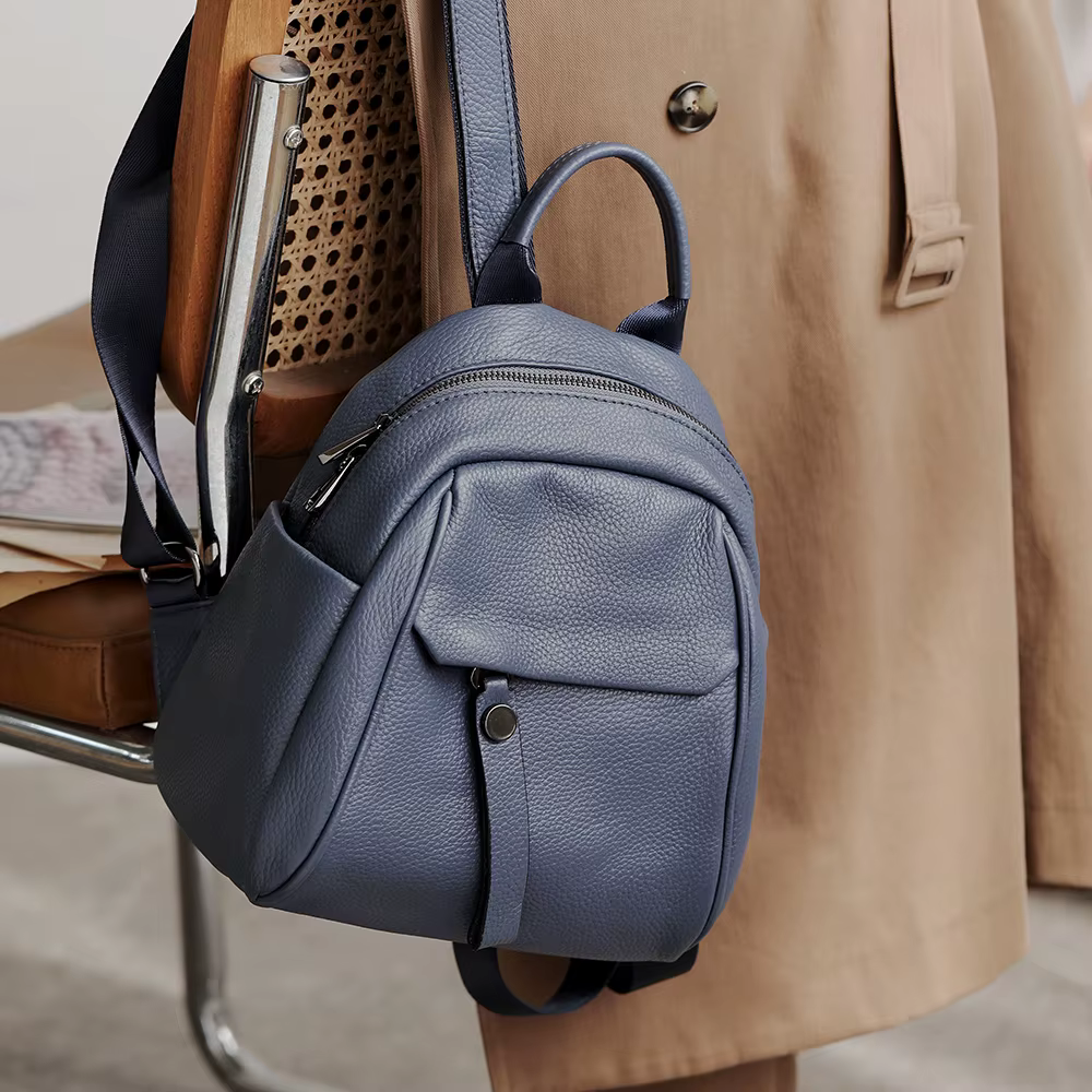 Sac à dos portable en cuir véritable pour adolescente