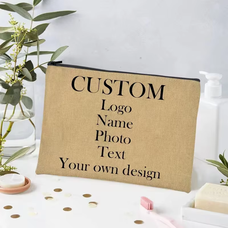 Personnalisez votre propre conception Photo/nom/Logo/texte trousse de maquillage cadeau de demoiselle d'honneur organisateur de cosmétiques de voyage sacs de toilette prix bas en gros