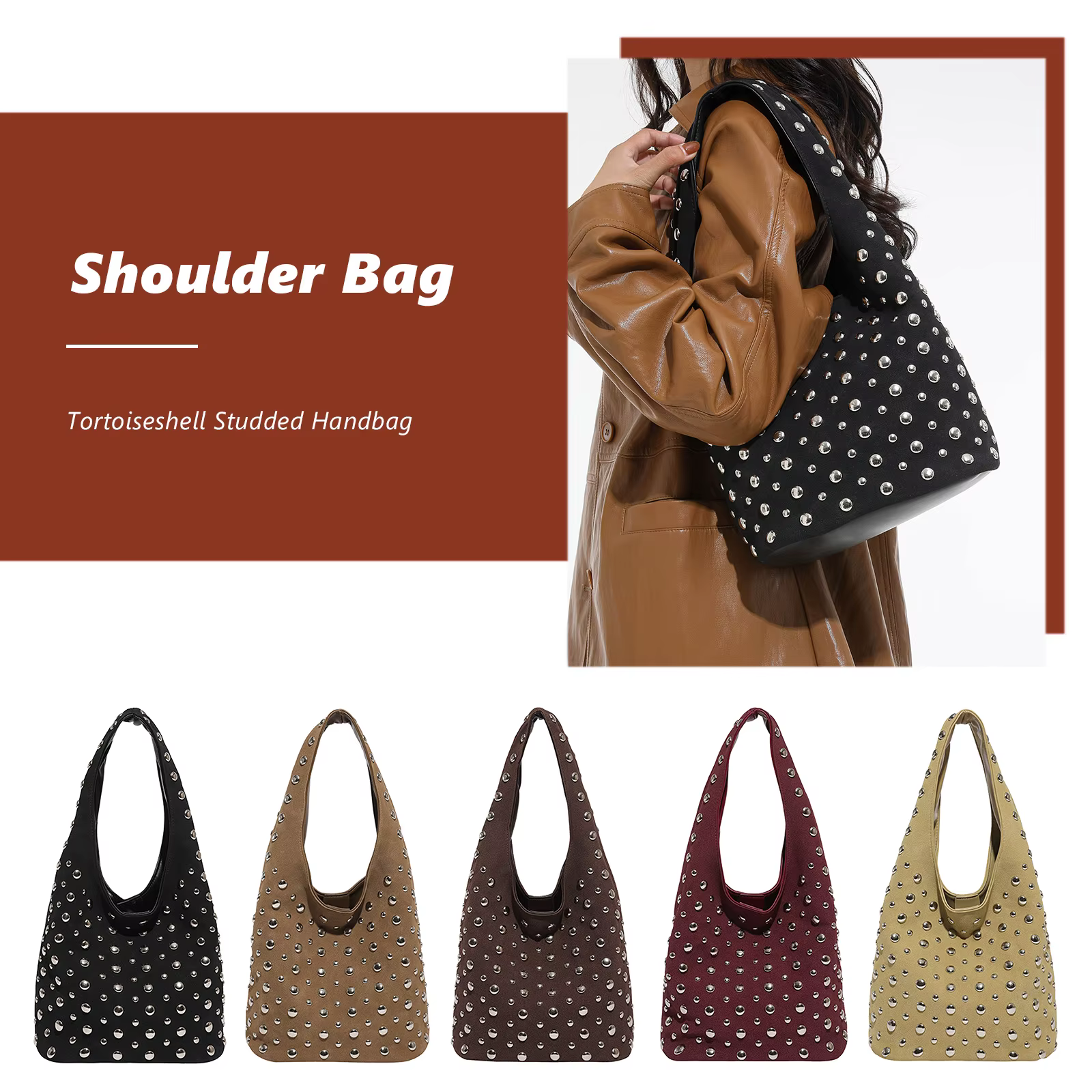 Sac hobo élégant à clous