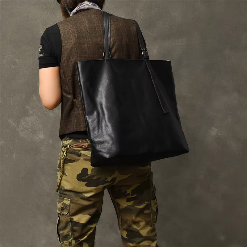 Sac fourre-tout en cuir véritable pour hommes