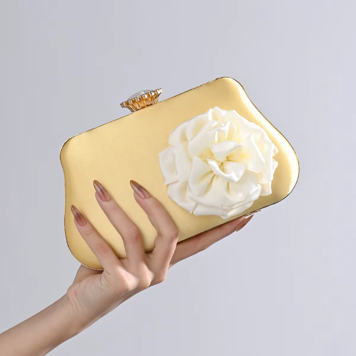 Pochette de soirée en Satin à fleurs exquises