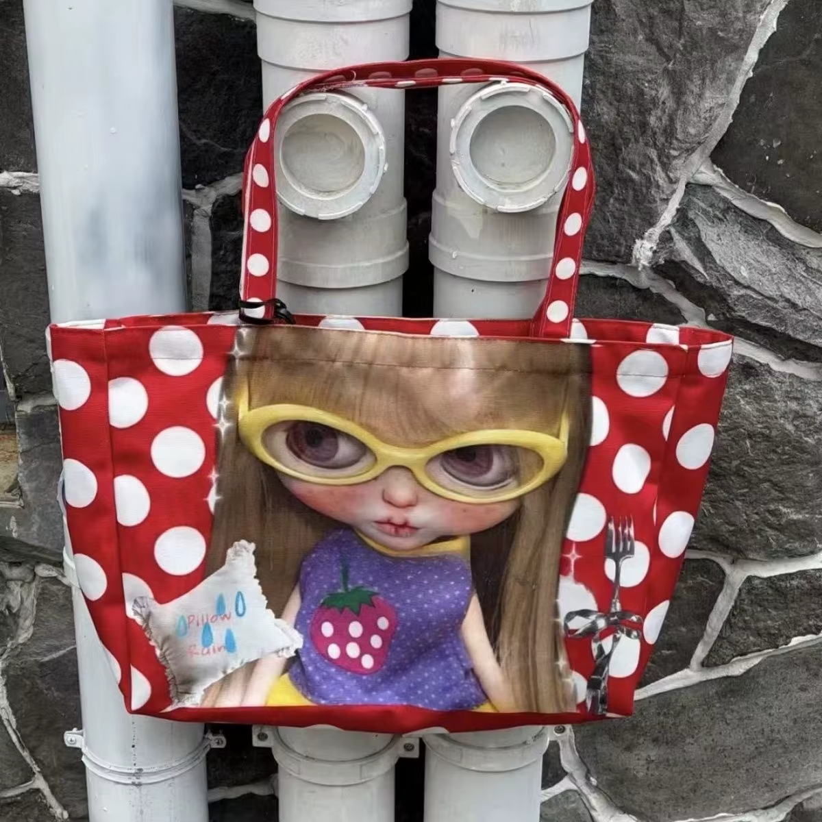 Sac fourre-tout imprimé Y2K Cartoon Big Eye Girl