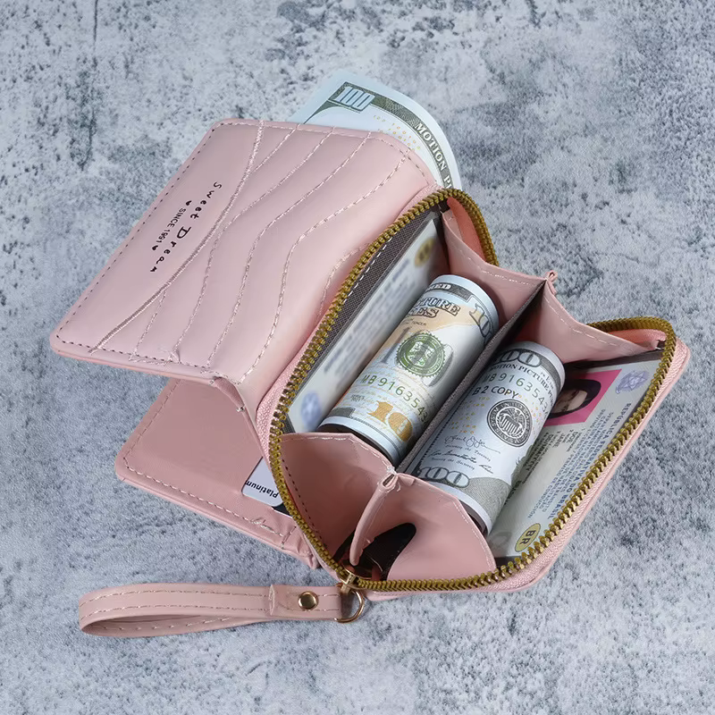 Nouveau style – Mini porte-monnaie pour femme en cuir PU avec fermeture éclair