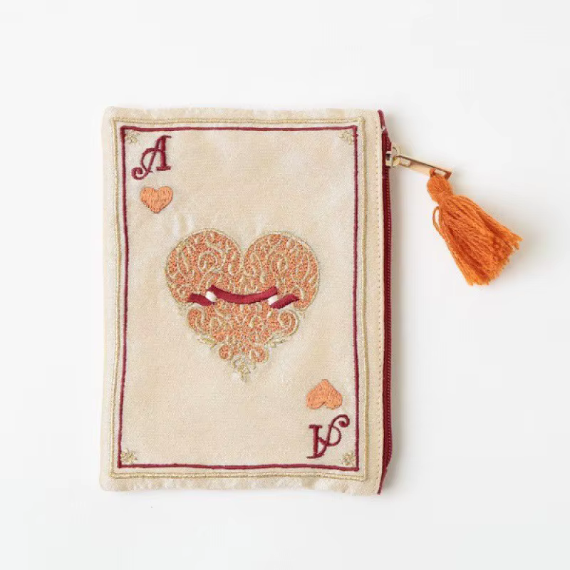 Pochette cosmétique brodée à la main de style japonais