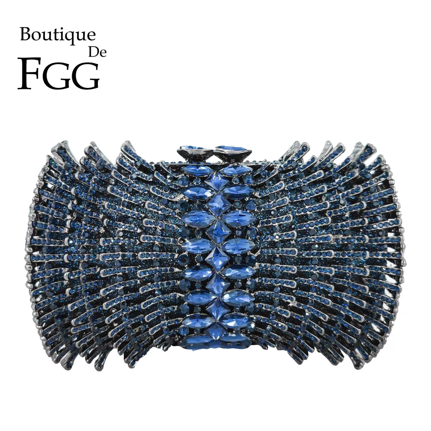 Pochette en cristal bleu marine pour femme