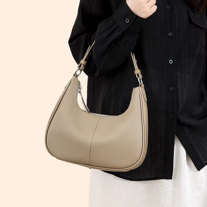 Sac à bandoulière Hobo en cuir véritable de luxe