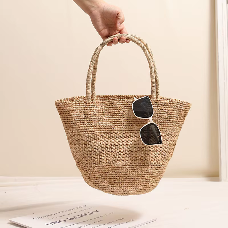 Sac fourre-tout vintage en raphia tressé