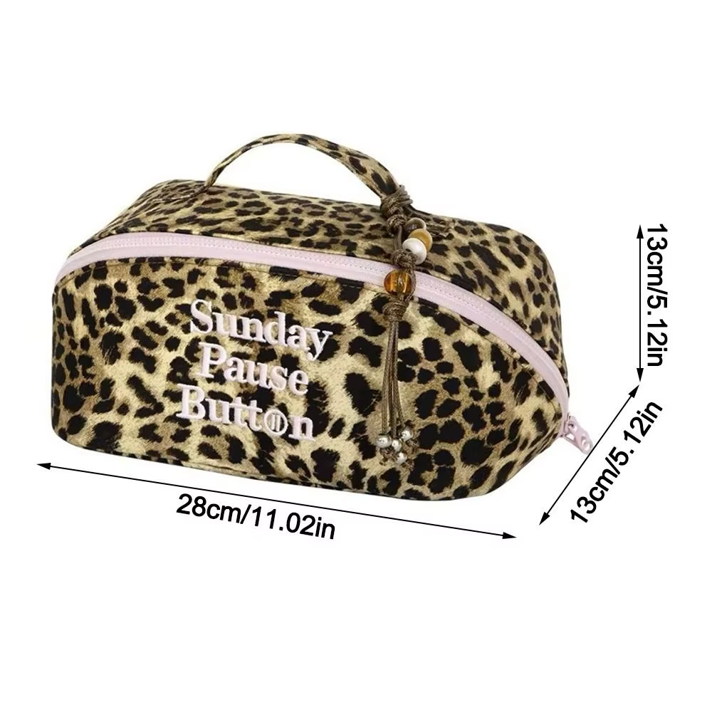Sac fourre-tout léopard vintage tendance grande capacité avec fermeture éclair