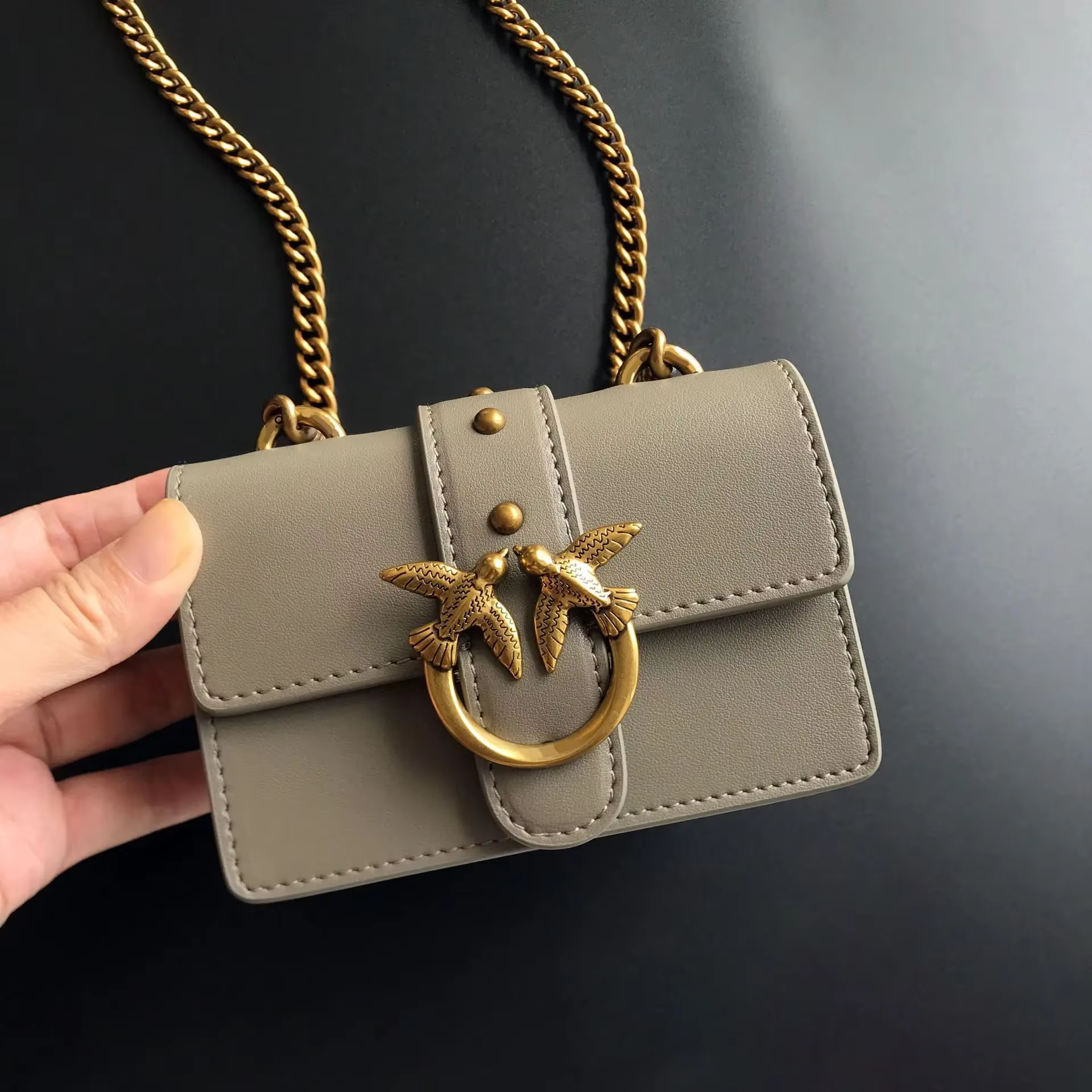 Nouveau sac à main classique ultra-mini en cuir véritable de style pinko