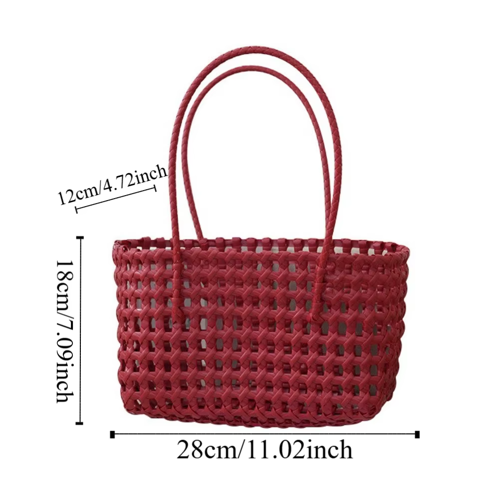 Sac cabas de plage en plastique tressé style campagnard bohème grande capacité pour femme en PVC